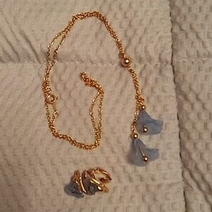 Vintage Avon Blue Bell Flower Necklace and Earring Set